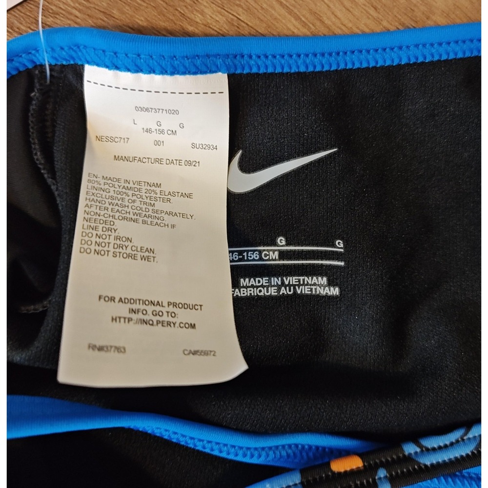 Nike Kids Girls Swim Top Crop Black Blue Pink Neon Green Heart Logo Size L - Picture 5 of 10
